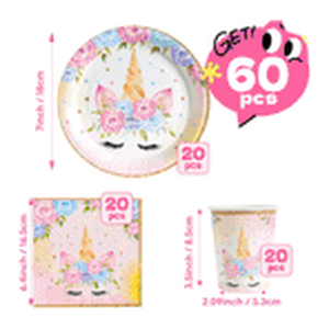 60pcs, Pink Blue Floral U...