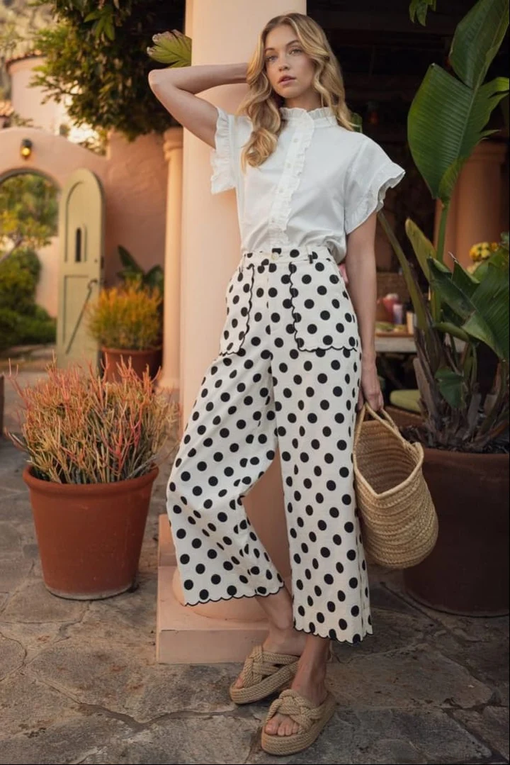 Women's Wide-Leg Polka Dot...